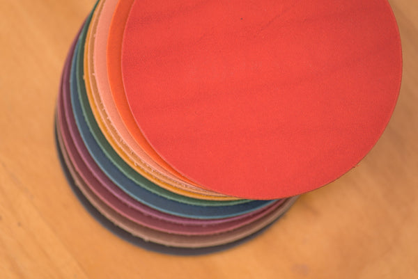 12 COLORS- Buttero Leather Round Coaster Set (Plain) - Eternal Leather Goods