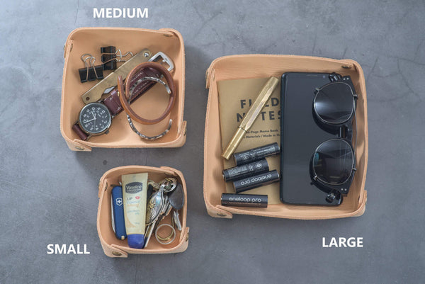 12 COLORS - Small Brown Buttero Leather Square Catchall Tray - Eternal Leather Goods