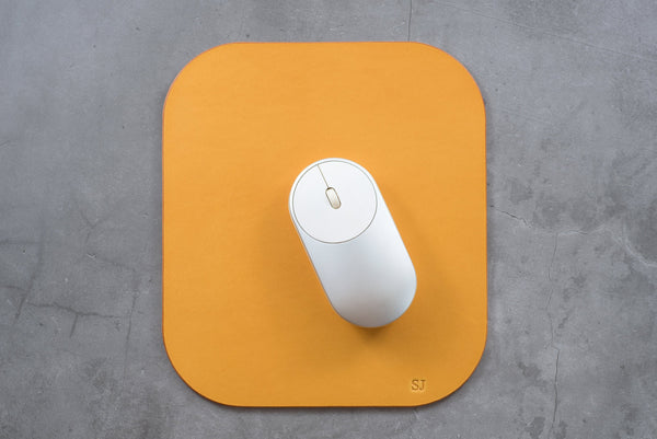 12 COLORS - Mustard Yellow Buttero Leather Mouse Pad - Eternal Leather Goods