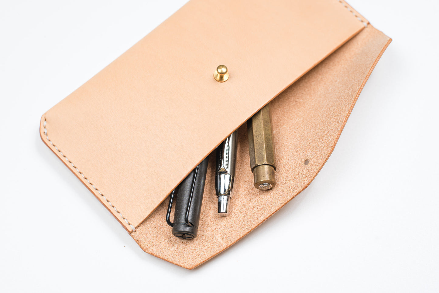 Étui à stylos / pochette utilitaire en cuir naturel