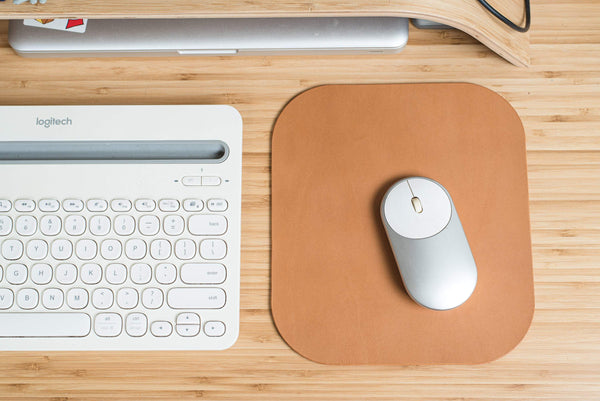 12 COLORS - Caramel Buttero Leather Mouse Pad - Eternal Leather Goods