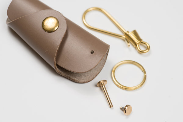 12 COLORS - Khaki Grey Buttero Leather Key Case - Eternal Leather Goods