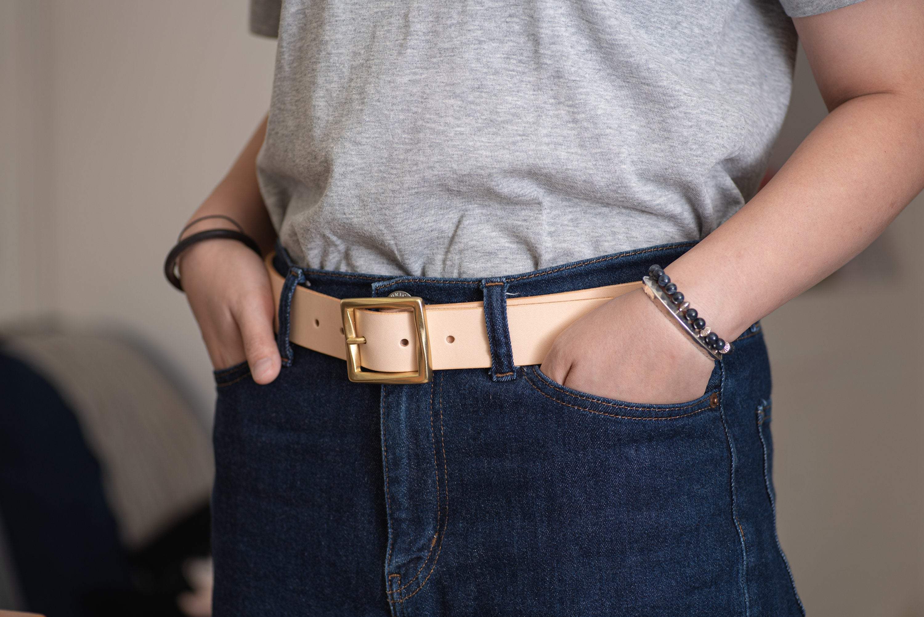 1.75 inch Leather Jean Belt