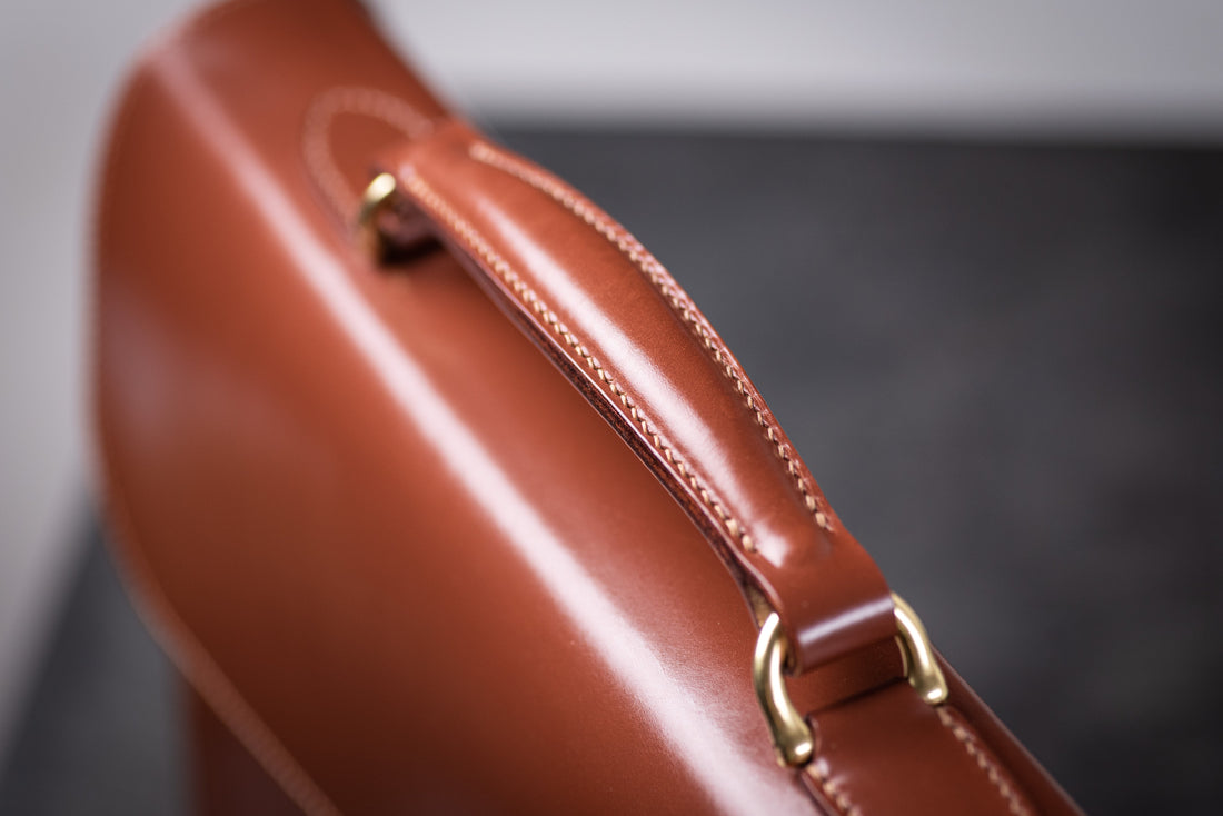 Making a leather briefcase handle out of English Bridle - Eternal Leather Goods