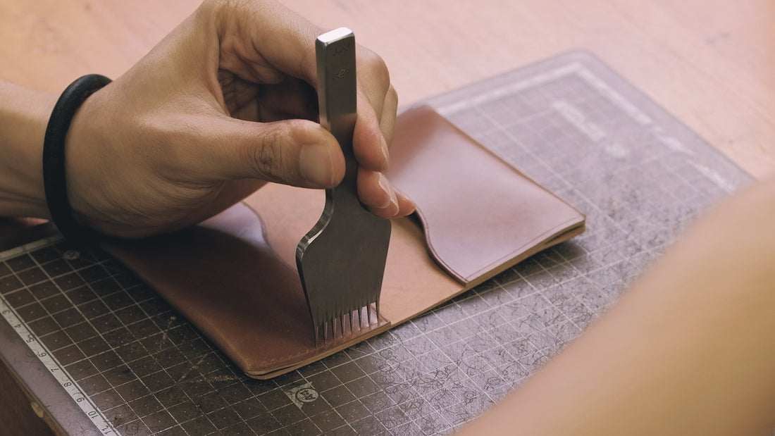 The process of making our natural Horween shell cordovan cardholder - Eternal Leather Goods