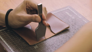The process of making our natural Horween shell cordovan cardholder