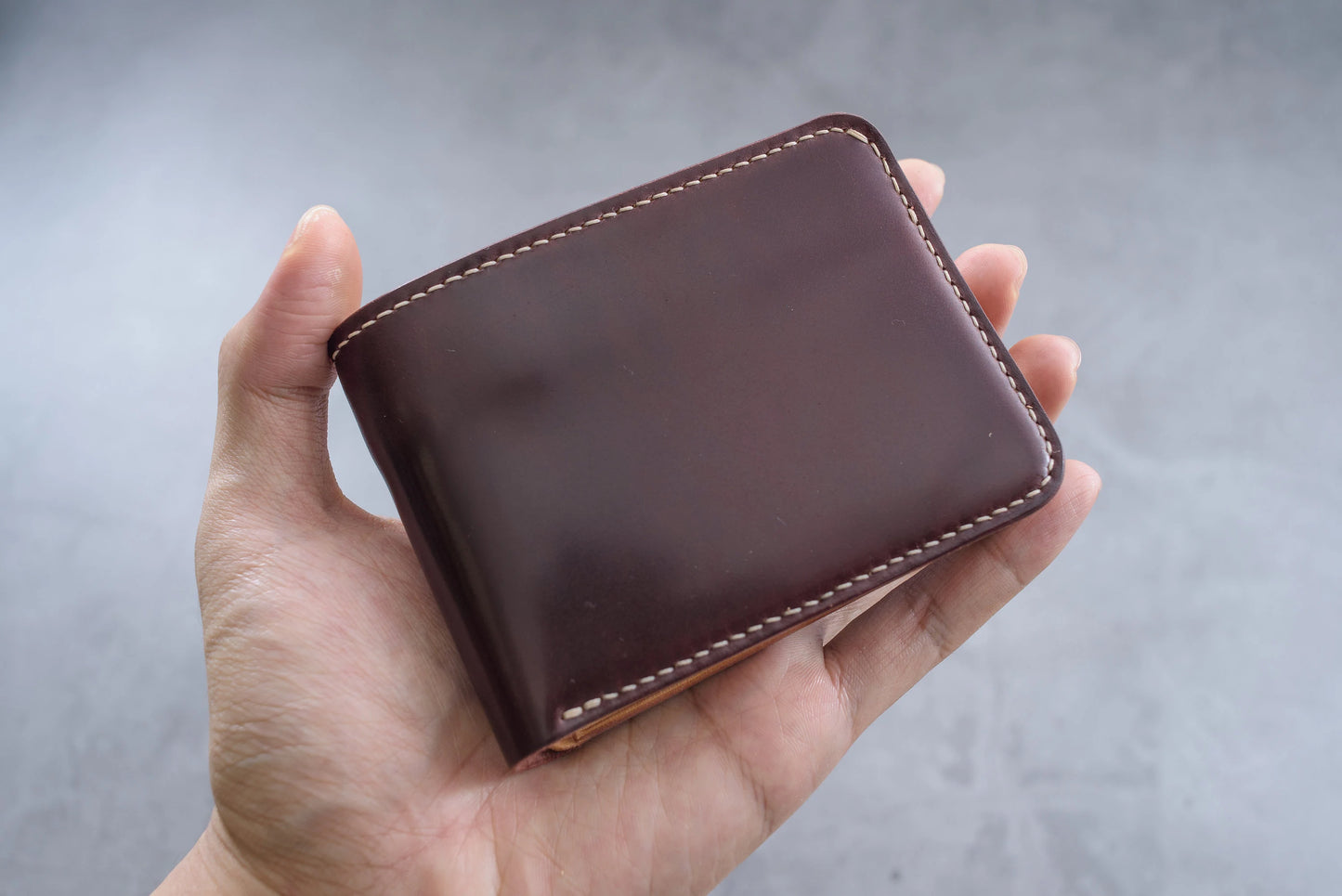 4-Slot Shell Cordovan & Natural Leather Billfold Wallet