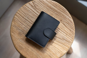 Two-tone Black & Natural Stitched Traveler's Notebook w/ Card Slots