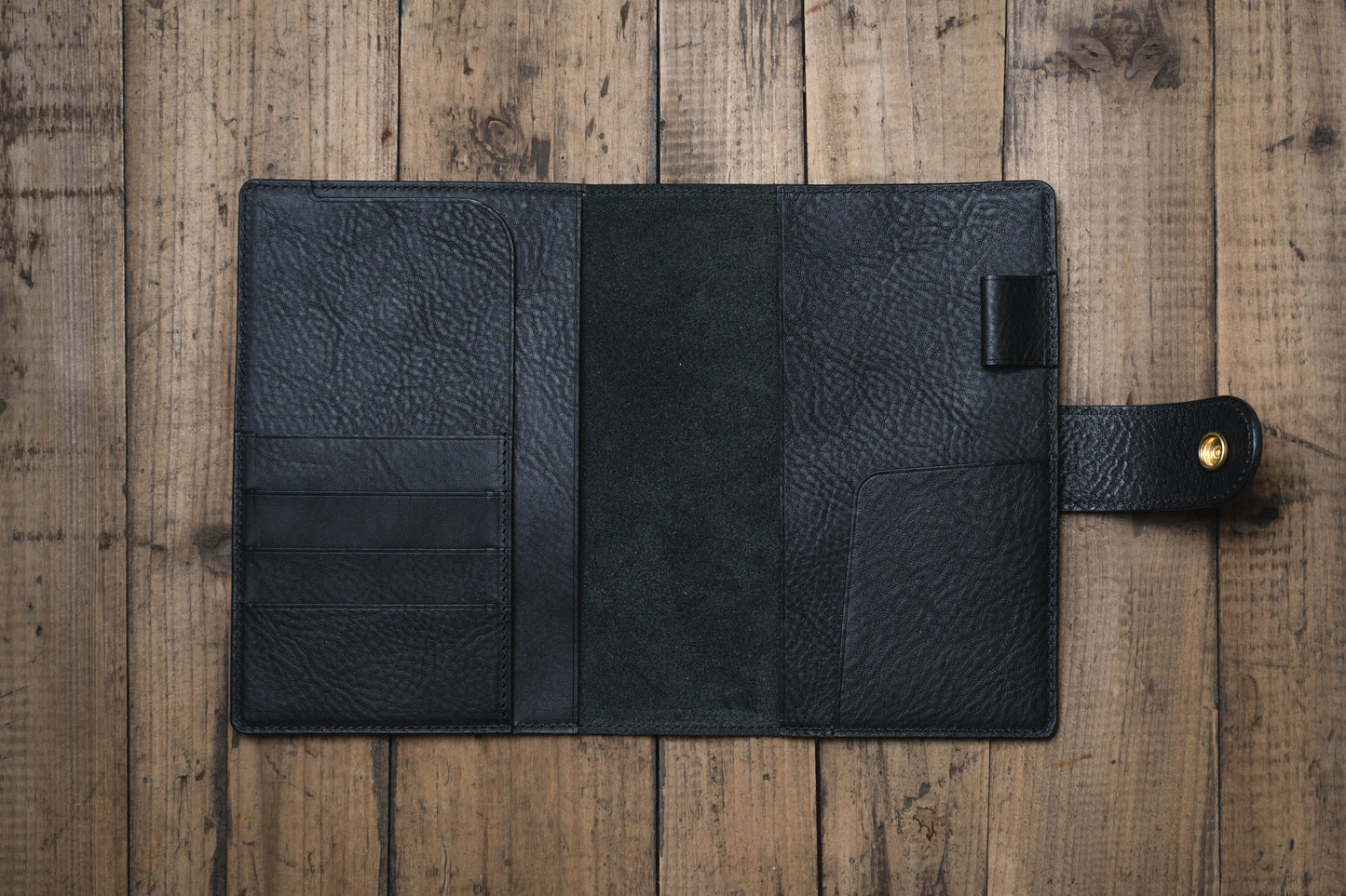6 COLORS - B6/Stalogy Snap Closure Pebbled Leather Notebook Cover with Card Slots