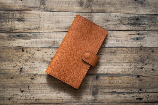 6 COLORS - TN/Standard Size Snap Closure Pebbled Leather Notebook Cover