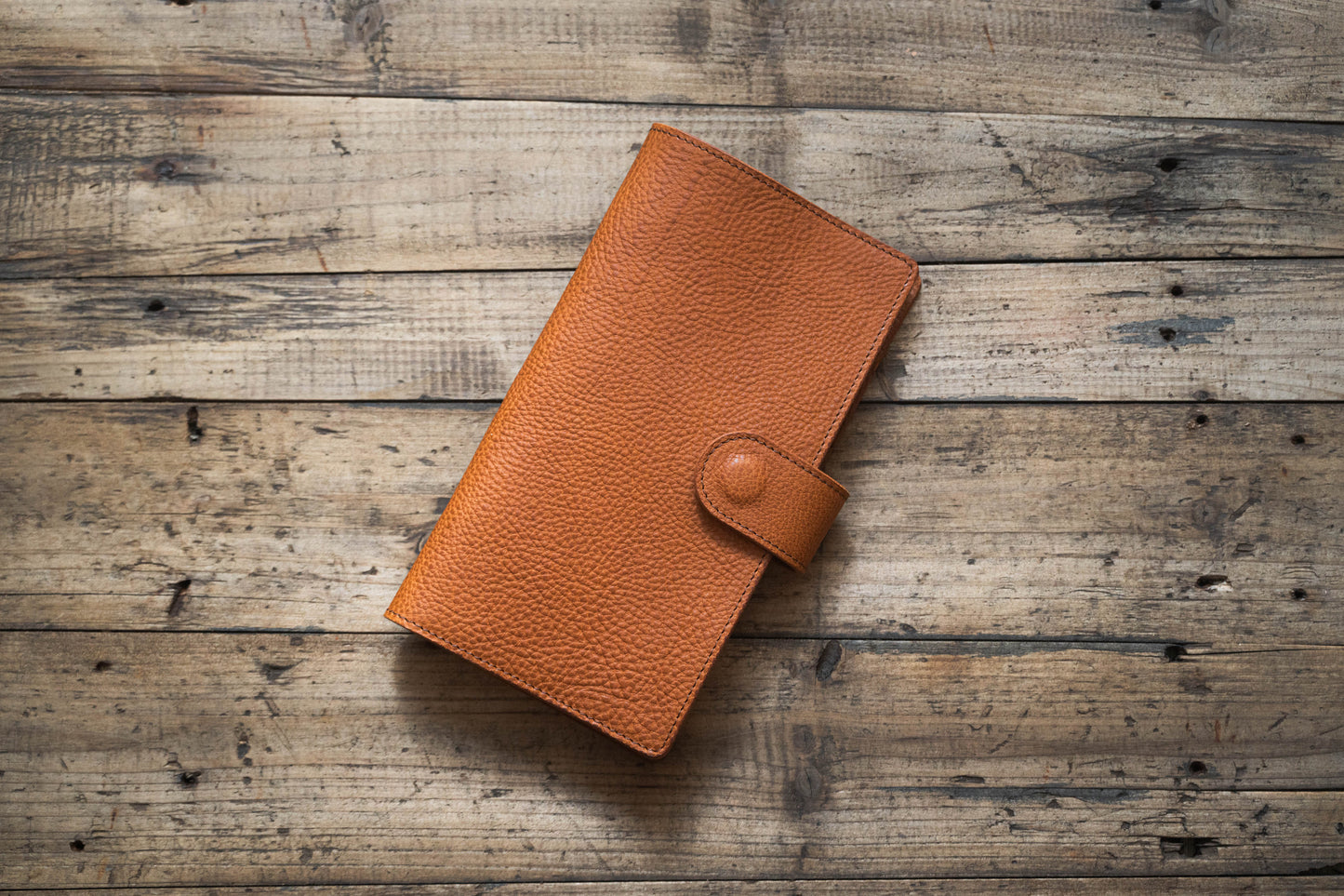 6 COULEURS - TN/Taille standard Fermeture à pression Couverture de carnet en cuir grainé avec emplacements pour cartes