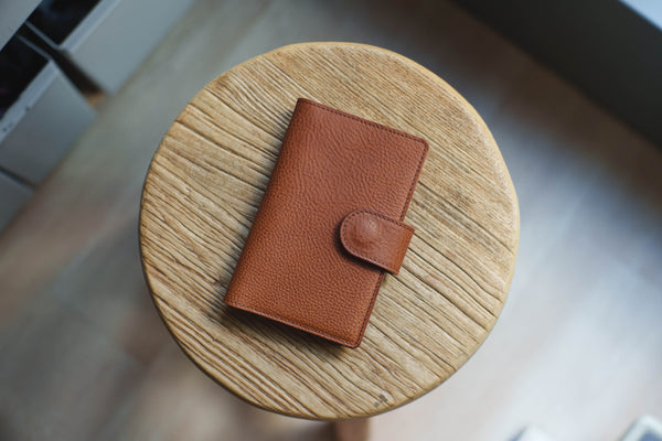 6 COLORS - Pocket Snap Closure Pebbled Leather Cover with Card Slots