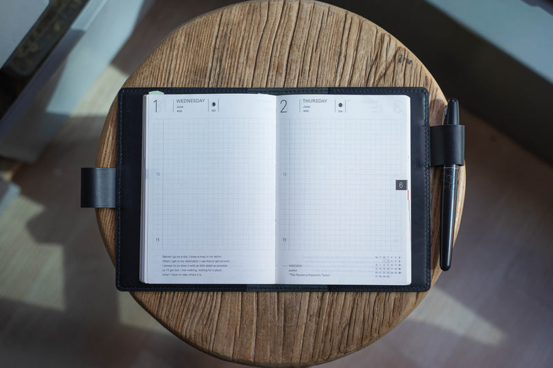 13 COLORS - A6/Hobonichi/Midori MD Buttero Leather Notebook Cover with interlocking pen loops