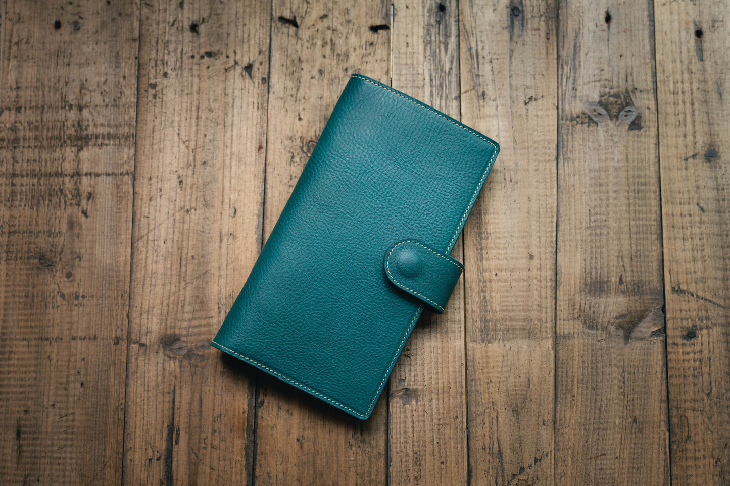 6 COULEURS - TN/Taille standard Fermeture à pression Couverture de carnet en cuir grainé avec emplacements pour cartes
