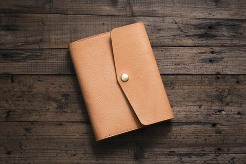6 COLORS - B6/Stalogy Natural Pebbled Leather Trifold Notebook Cover