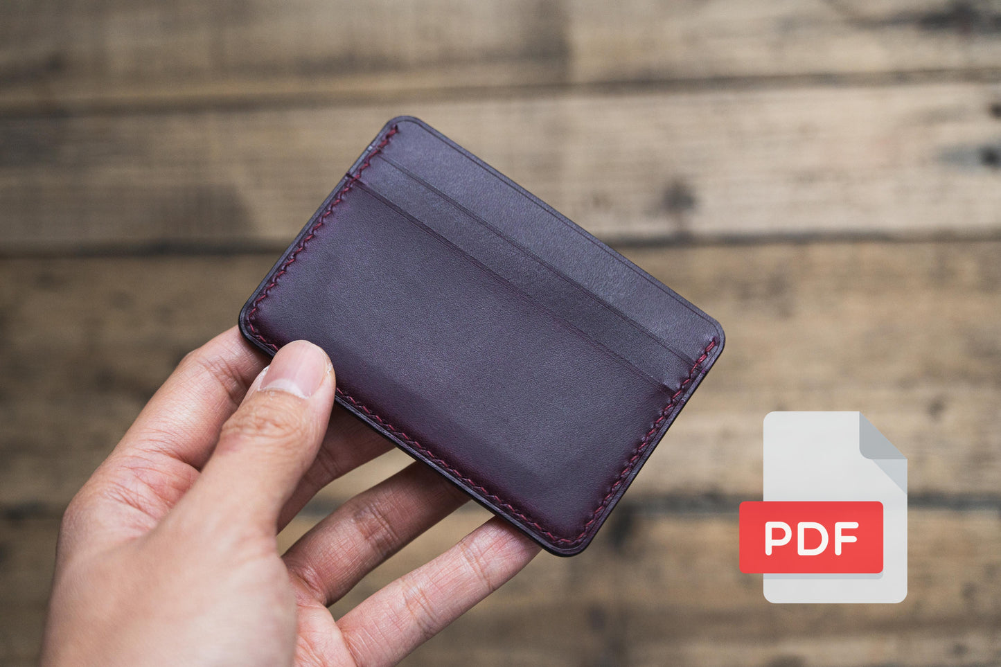 Modèle PDF n° 9 pour portefeuille à deux volets en cuir avec fenêtre d'identification et emplacements pour cartes croisées - Patron numérique pour maroquinerie - Formats A4 et Lettre