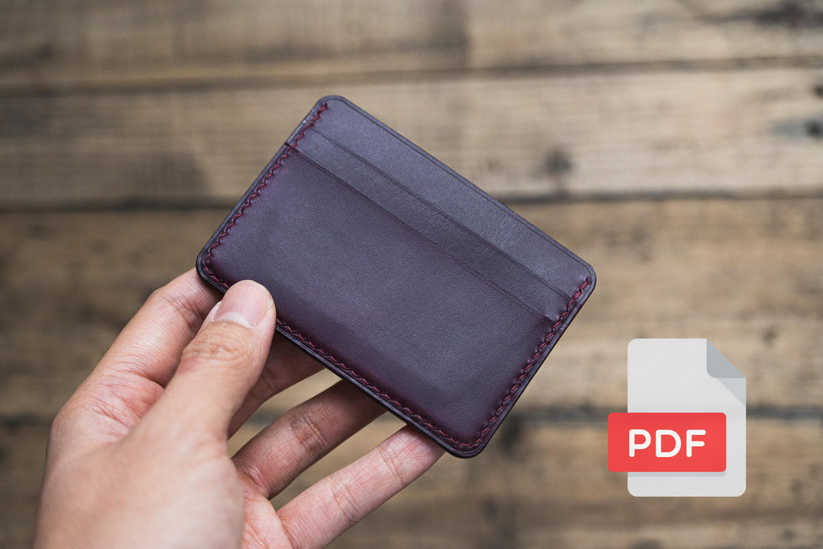 Leather ID Window + Cross Card Slots Bi-fold Wallet PDF Template Set N ...