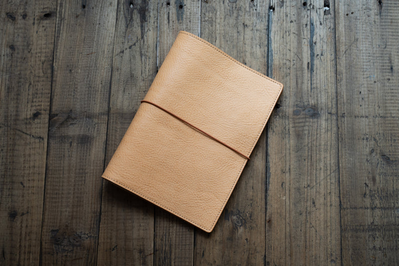6 COLORS - A5/Hobonichi/Midori MD Elastic Closure Pebbled Leather Notebook Cover