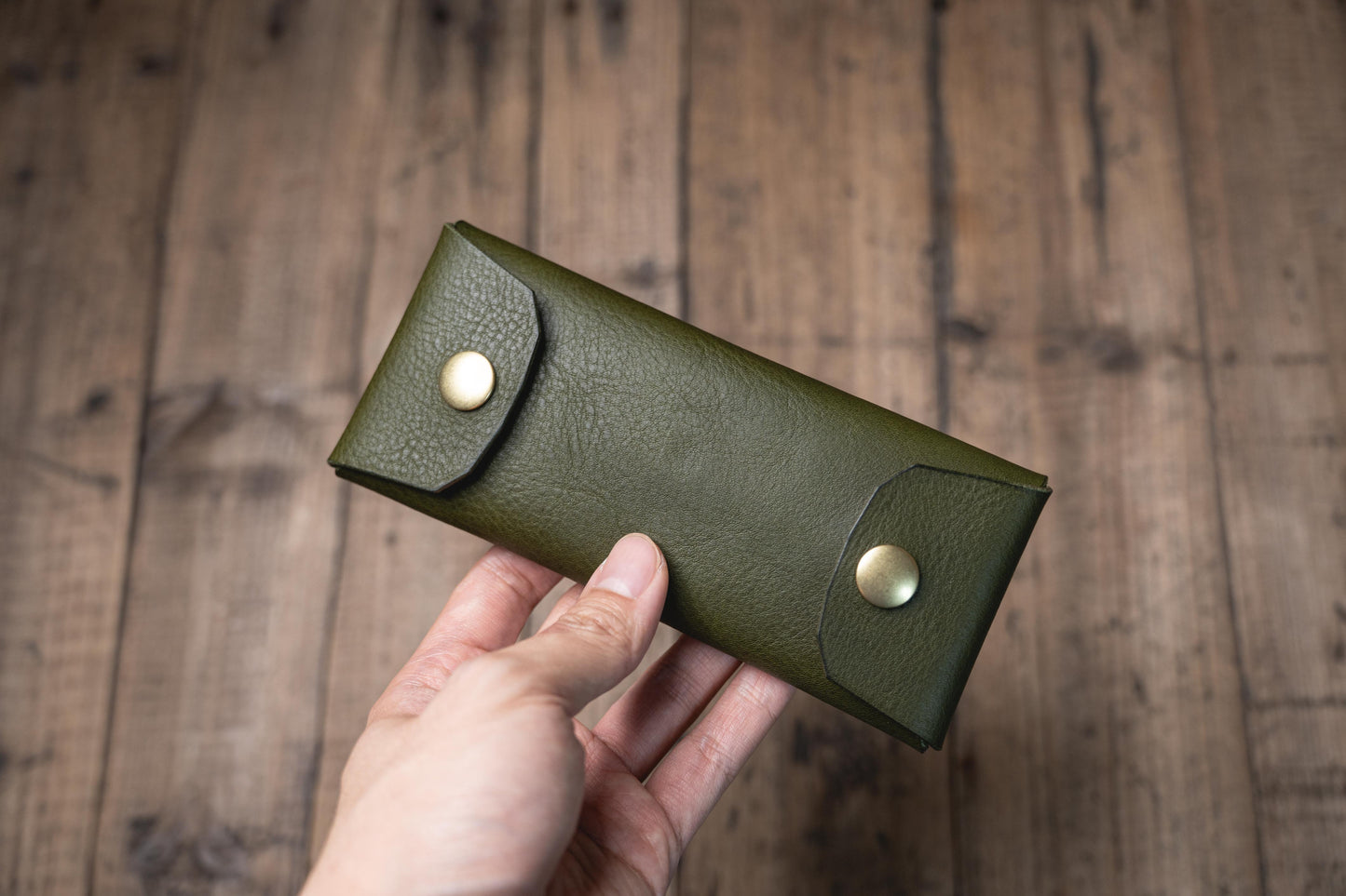 Origami Pebbled Leather Pen Case