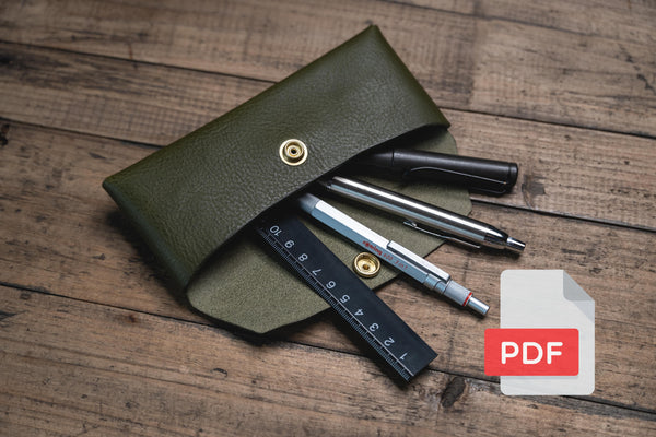 Simple Leather Stitchless Pen Case Design PDF Template Set No.40 - Digital Leatherworking Pattern - A4 & Letter Size