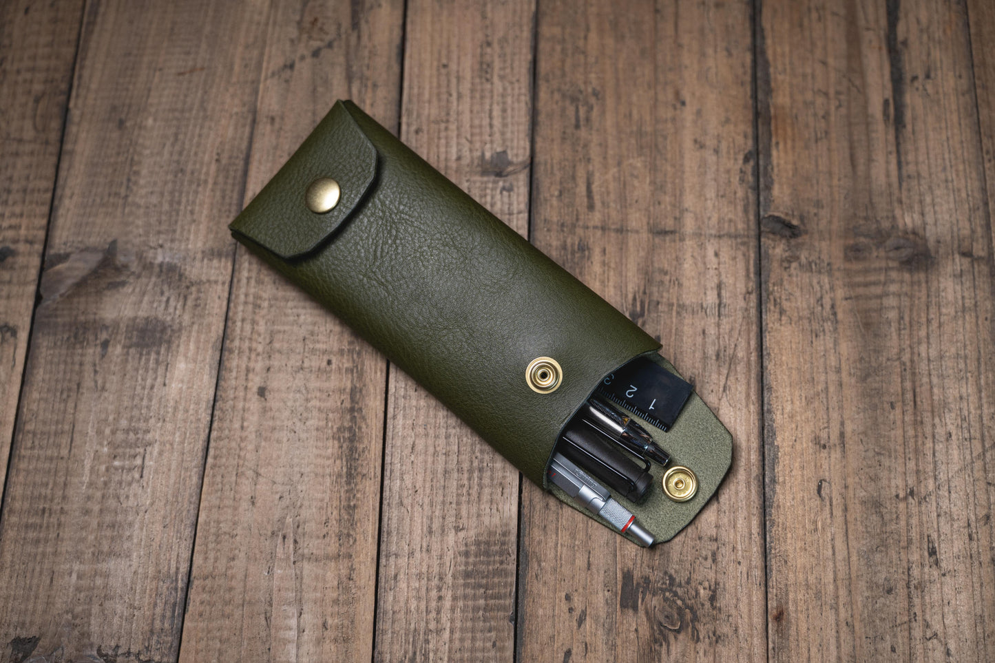 Origami Pebbled Leather Pen Case