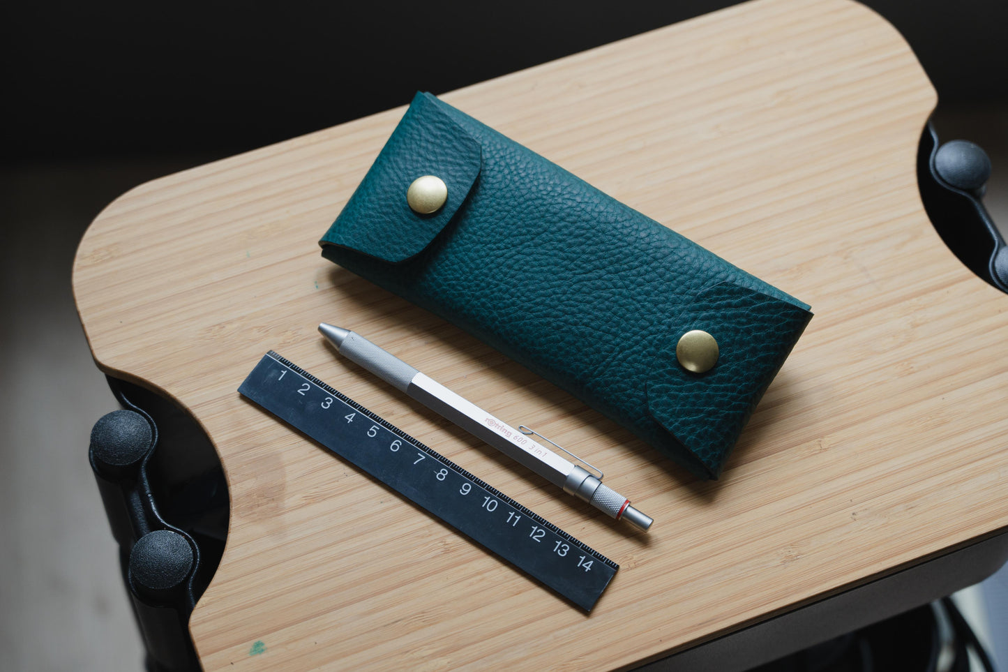 Origami Pebbled Leather Pen Case