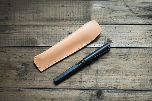 Étui à stylo pleine grandeur en cuir naturel
