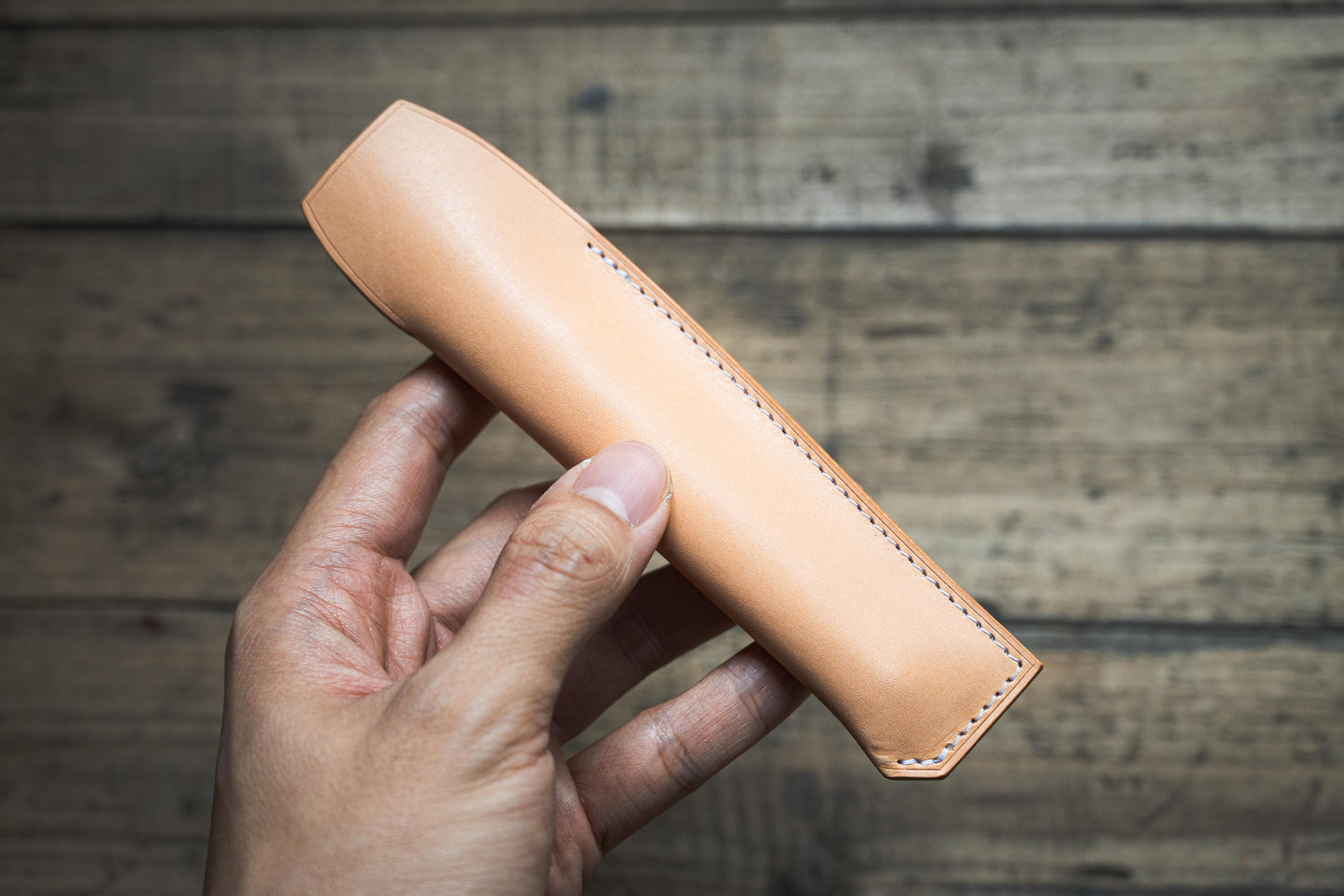 Étui à stylo pleine grandeur en cuir naturel
