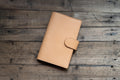 6 COLORS - Lined B6 Slim/Midori MD/Nanami Cafe Note/Common Planner Snap Closure Pebbled Leather Notebook Folio Cover with Card Slots