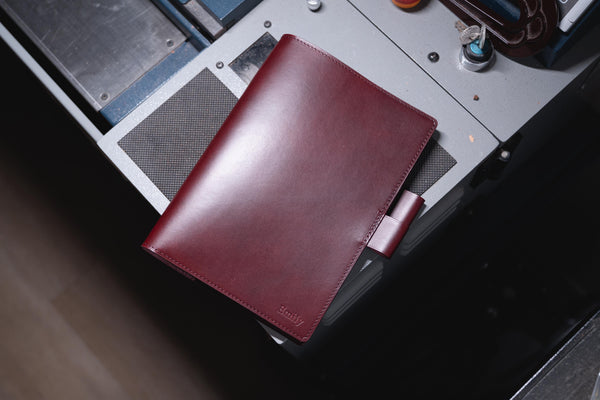 13 COLORS - A5/Hobonichi Cousin/Seven Seas Buttero Leather Notebook Cover with interlocking pen loops