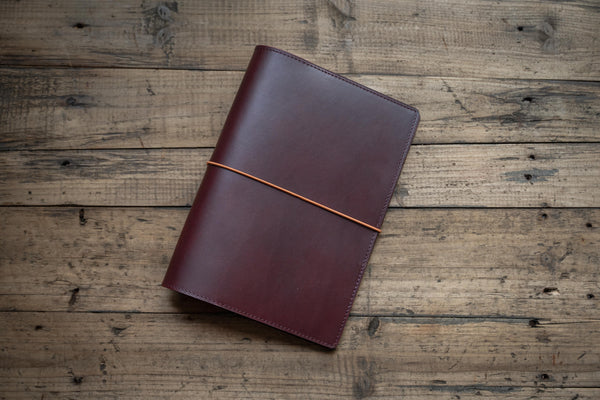 13 COLORS - A5/Hobonichi Cousin/Seven Seas Elastic Closure Buttero Leather Notebook Cover with Card pockets