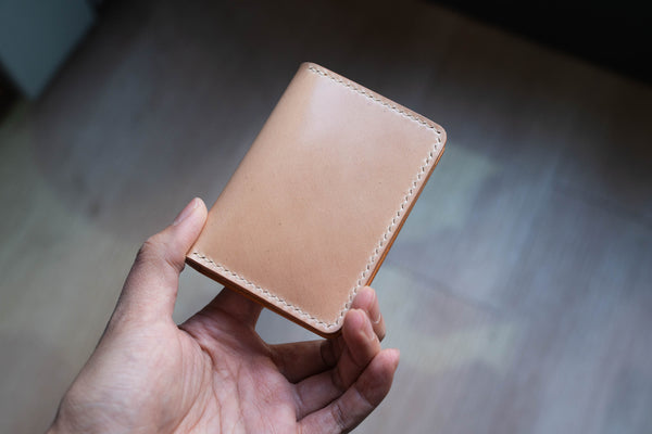 7 COLORS- Shell Cordovan & Natural Vegetable-tanned Leather 4-Slot Vertical Card Wallet