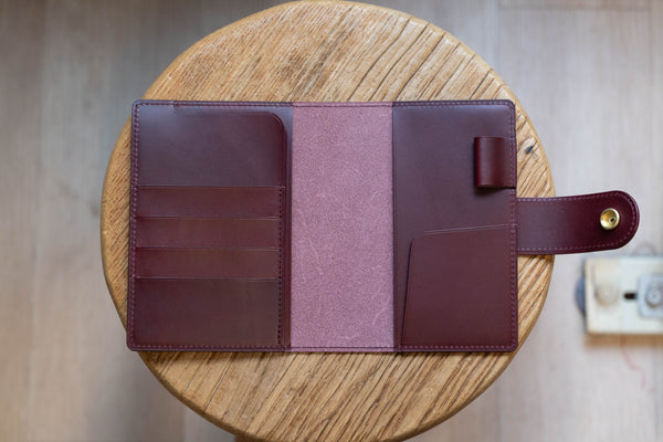 13 COLORS - A6/Hobonichi/Midori MD Snap Closure Buttero Leather Notebook Cover with Card Slots