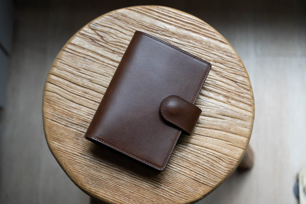 13 COLORS - A6/Hobonichi/Midori MD Snap Closure Buttero Leather Notebook Cover with Card Slots