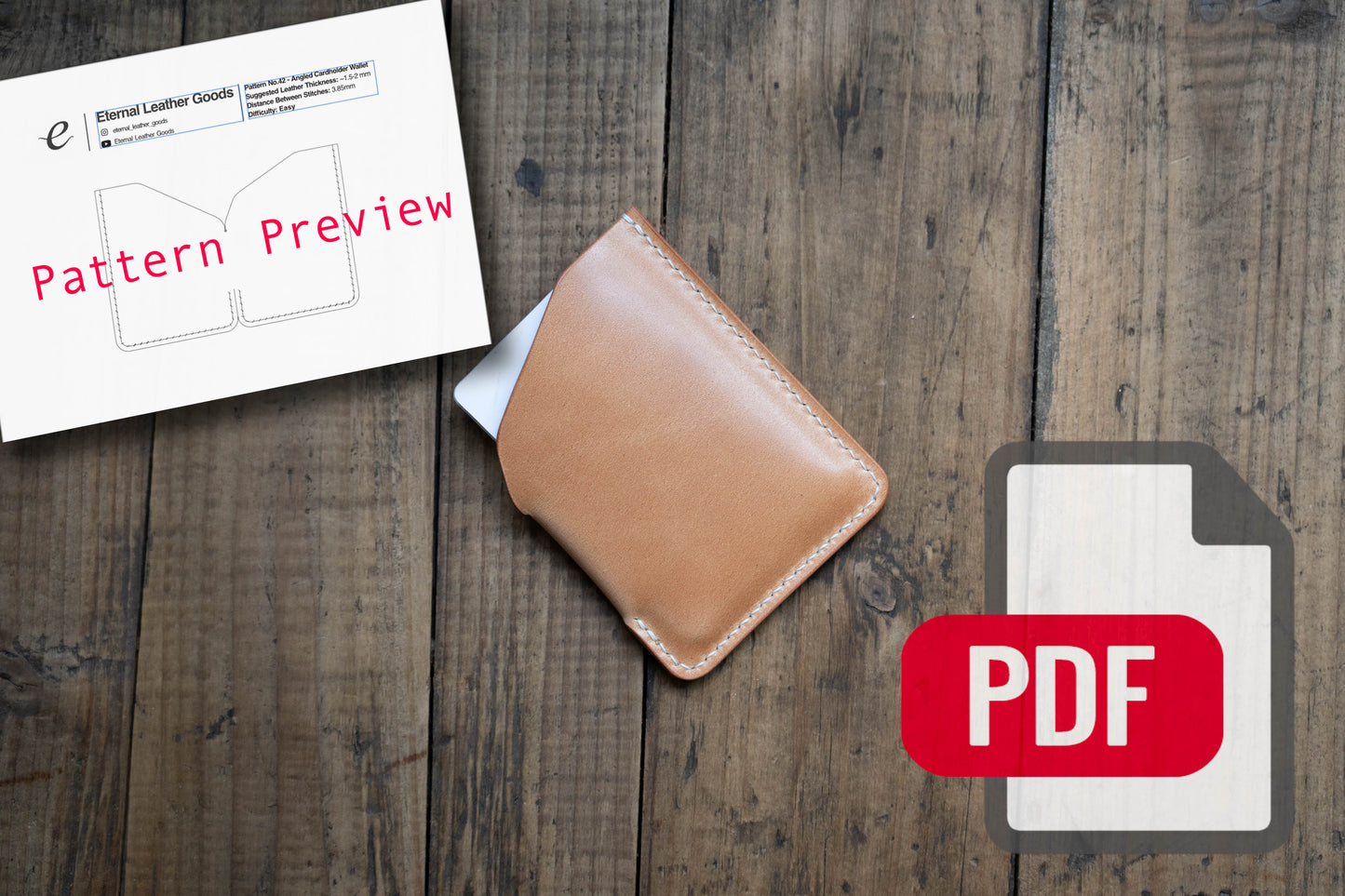 Leather Angled Cardholder Wallet PDF Template Set No.42 - Digital Leatherworking Pattern - A4 & Letter Size