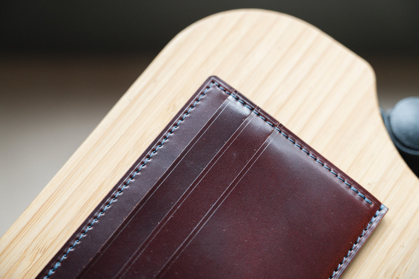 Shell Cordovan Side-Opening Leather Card Wallet
