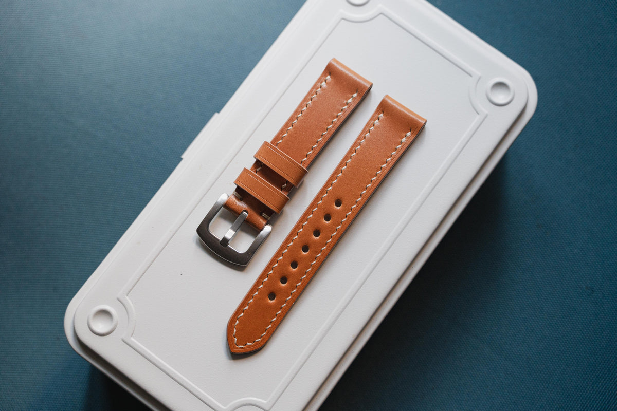 7 COLORS - Shell Cordovan Leather Tapered Basic Watch Strap (18, 20, 22 and 24 mm)