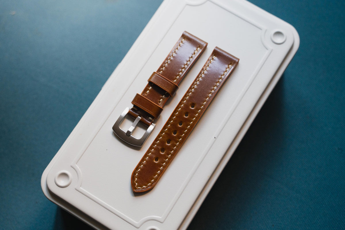 7 COLORS - Shell Cordovan Leather Tapered Basic Watch Strap (18, 20, 22 and 24 mm)