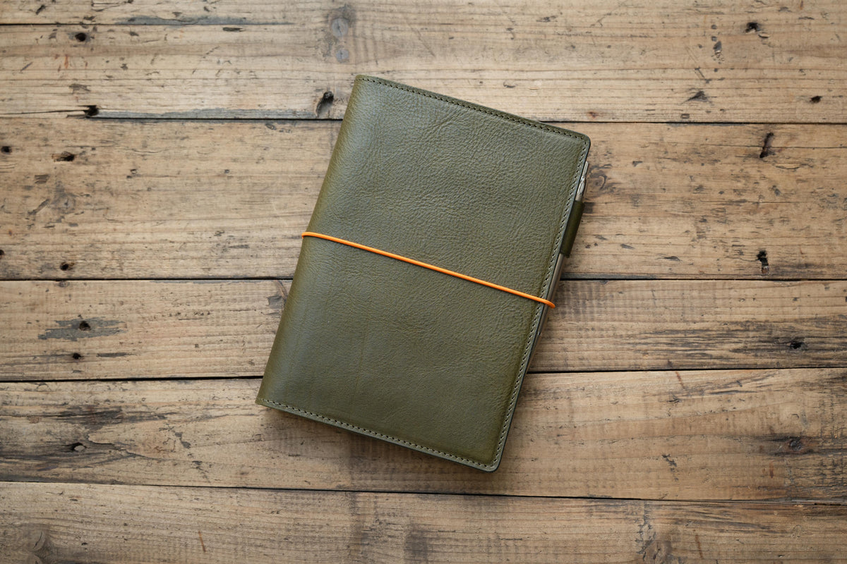 B6 Pebbled Leather Elastic Notebook Cover - Classic Layout