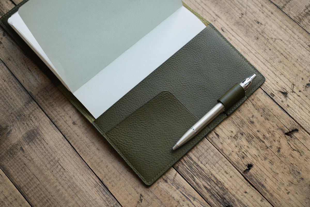 B6 Pebbled Leather Elastic Notebook Cover - Classic Layout