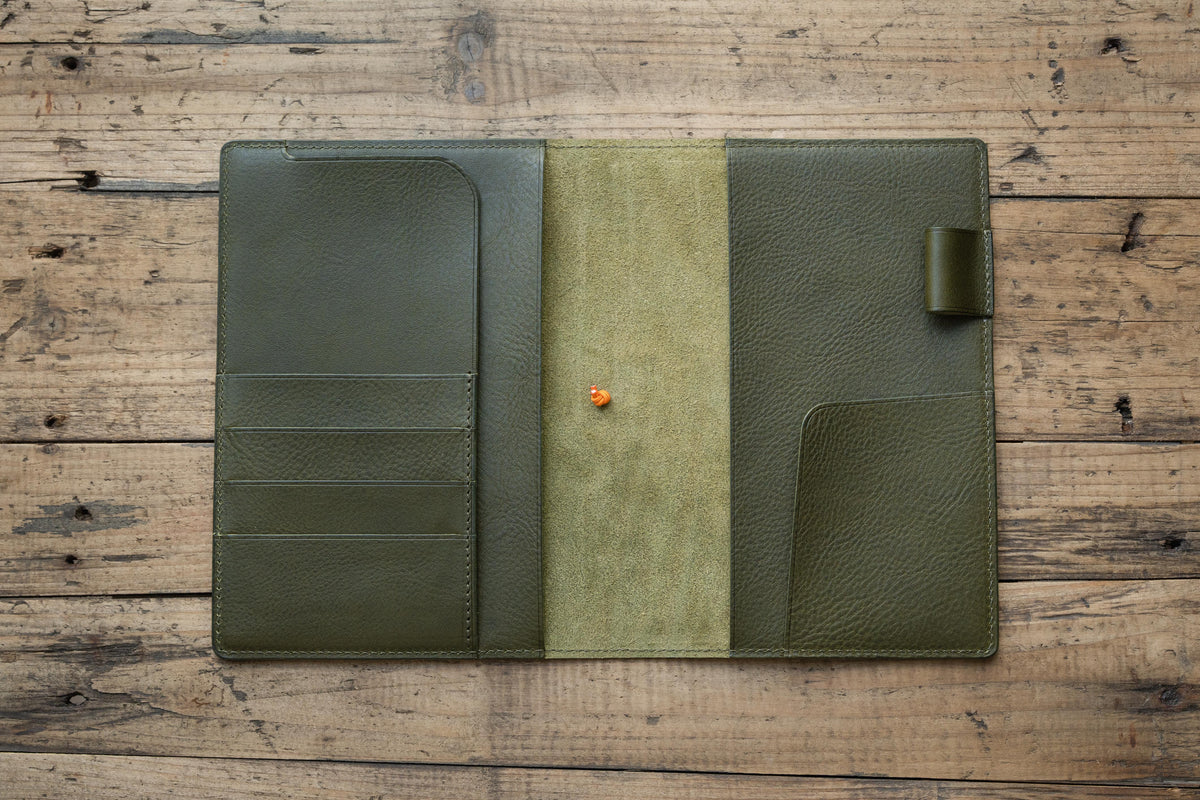 B6 Pebbled Leather Elastic Notebook Cover - Classic Layout