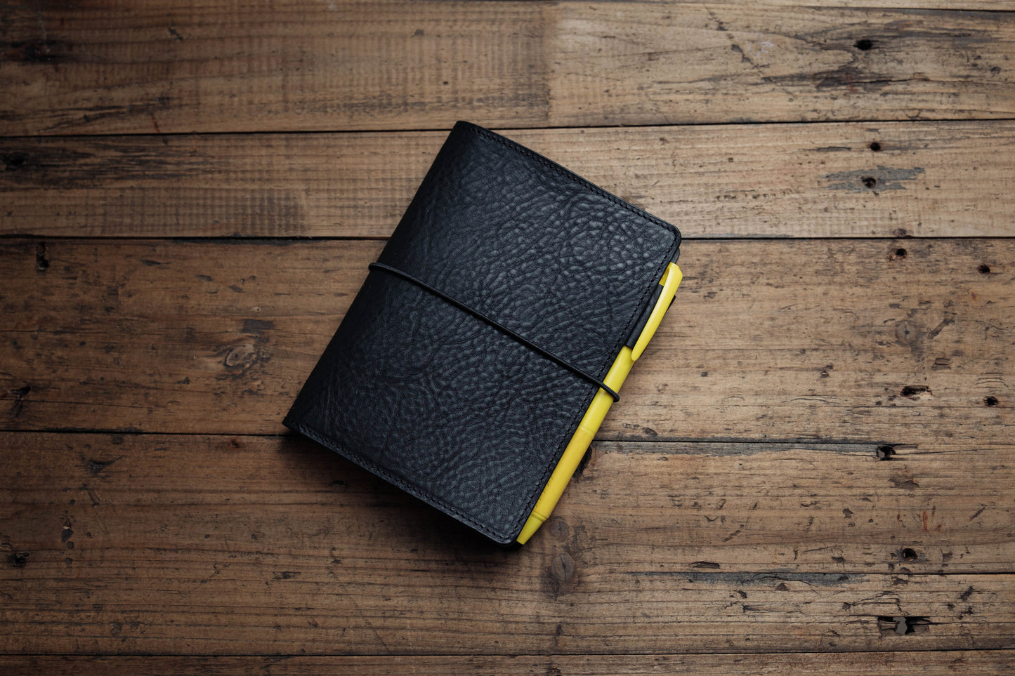 6 COLORS - A6/Hobonichi/Midori MD Natural Elastic Closure Pebbled Leather Notebook Cover