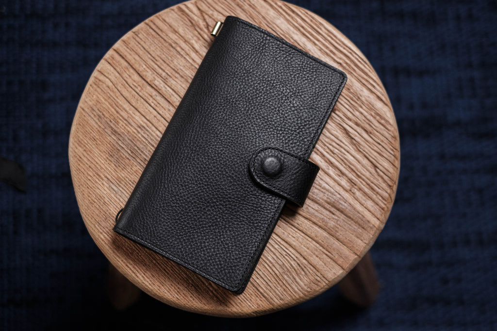 Stitched Pebbled Leather Traveler's Notebook w/ Strap Closure (No inserts included)