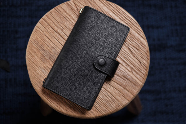 Stitched Pebbled Leather Traveler's Notebook w/ Strap Closure (No inserts included)