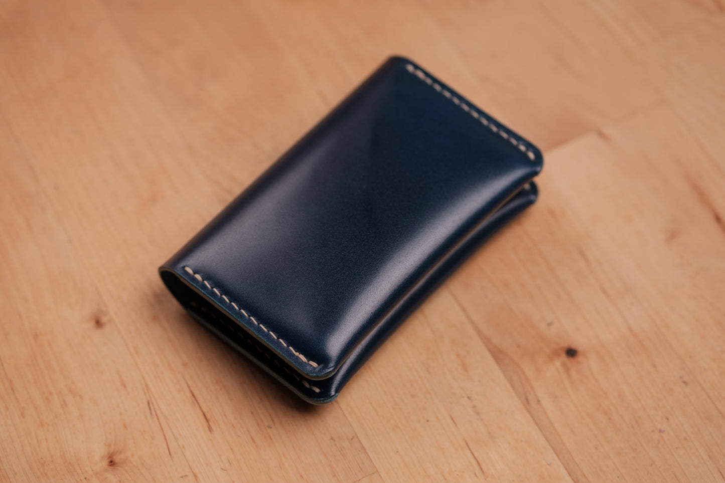7 COLORS - Shell Cordovan Leather Folded Business Card Holder