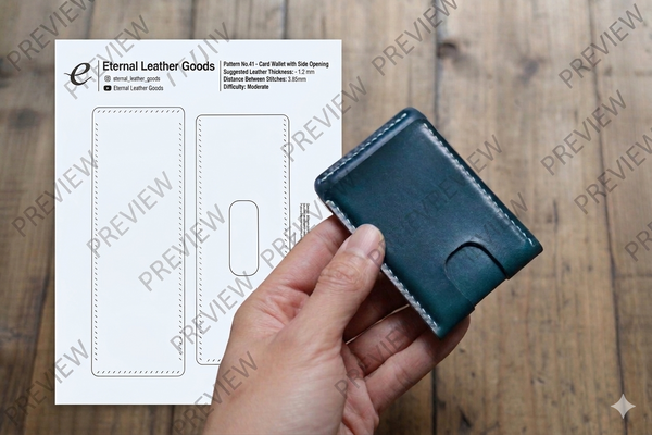 Leather Card Wallet with Side Opening PDF Template Set No.41 - Digital Leatherworking Pattern - A4 & Letter Size