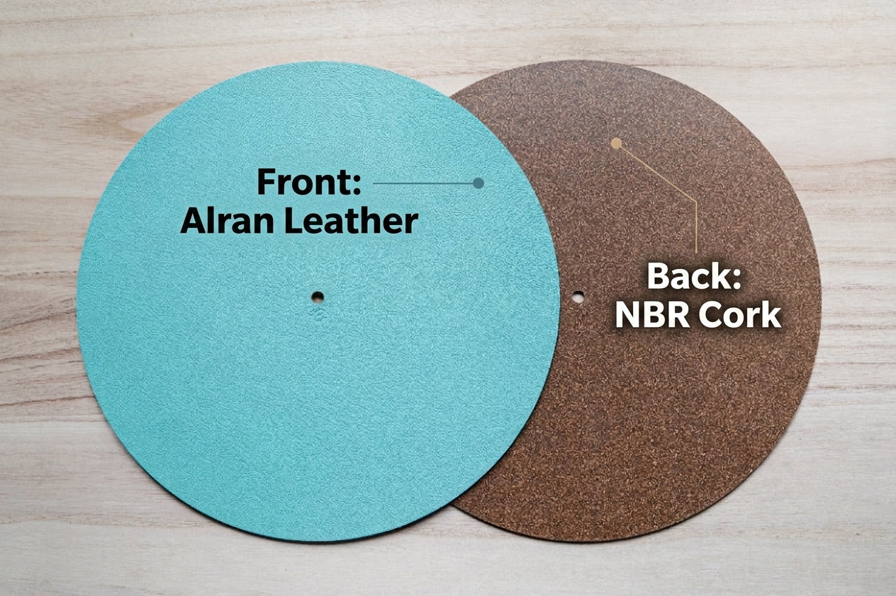 Alran Leather and NBR Cork Turntable Platter Mat