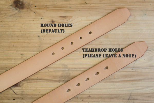 Variants of belt holes for Full-grain leather belt 