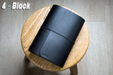 Black Buttero Leather Trifold Traveler's Notebook Cover with black elastic