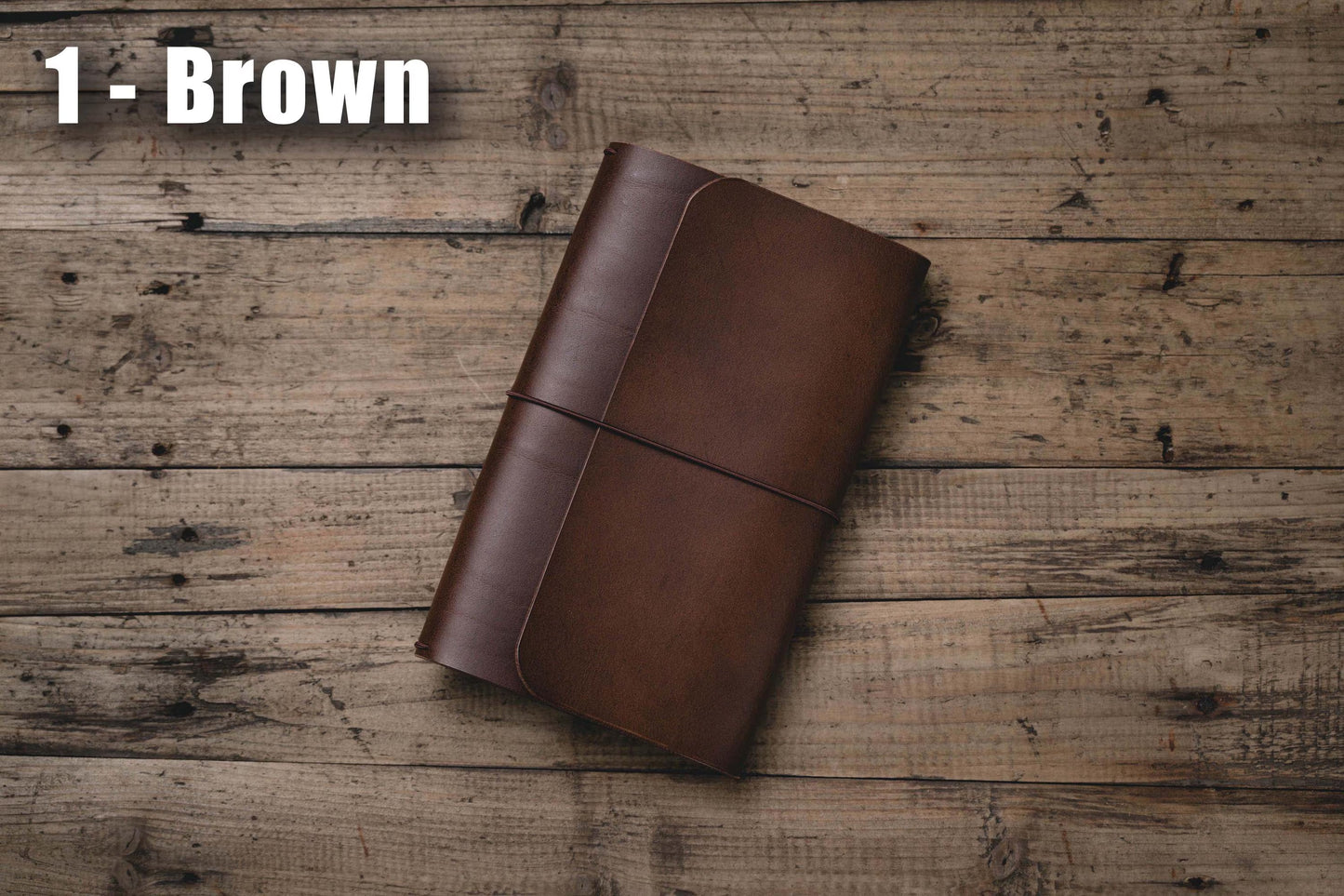 Brown Buttero Leather Trifold with Dark Brown Elastic Closure
